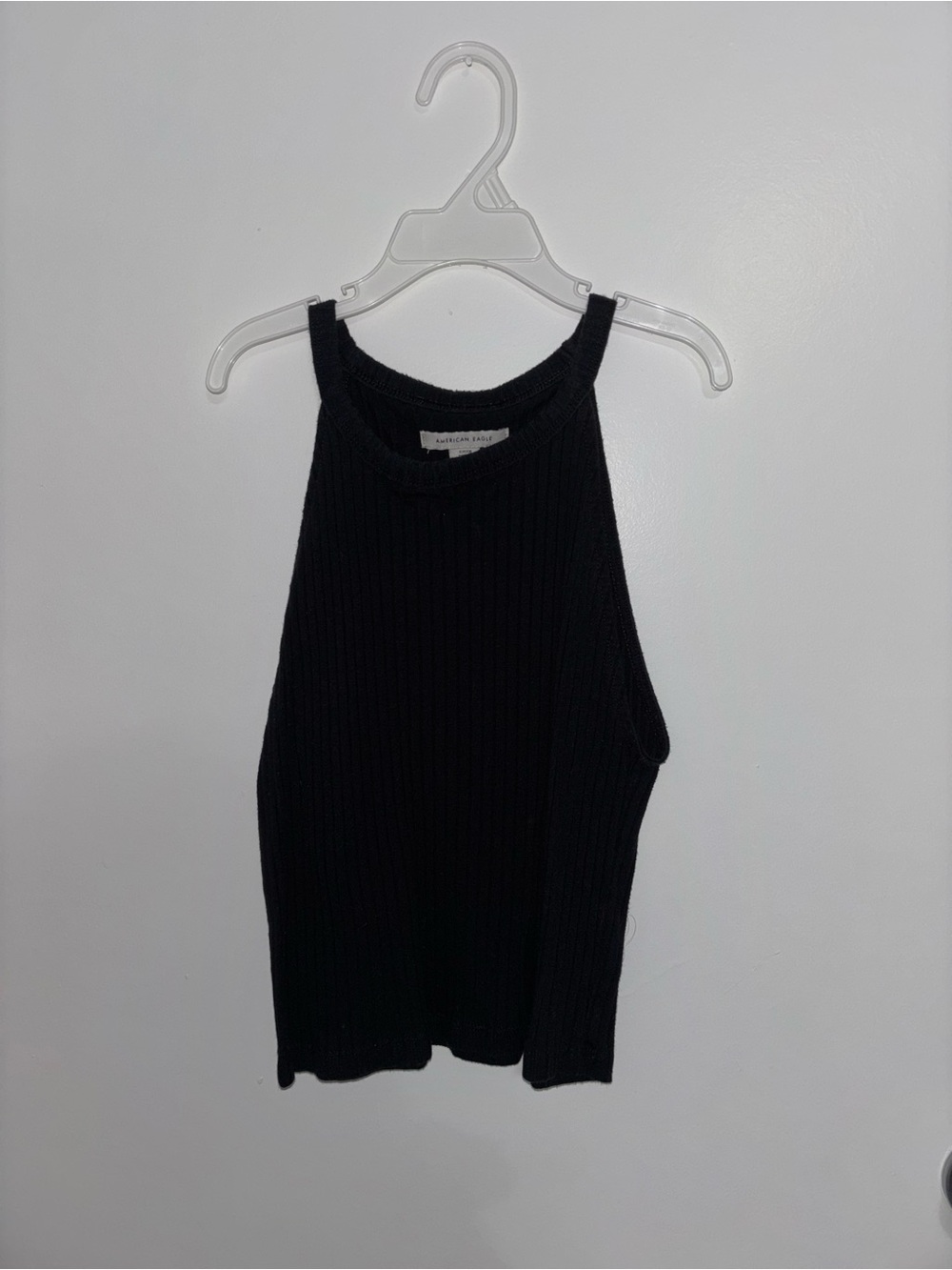 American Eagle Outfitters Black Ribbed Halter Tank